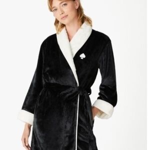 Elegant black robe with soft white Kate Spade.